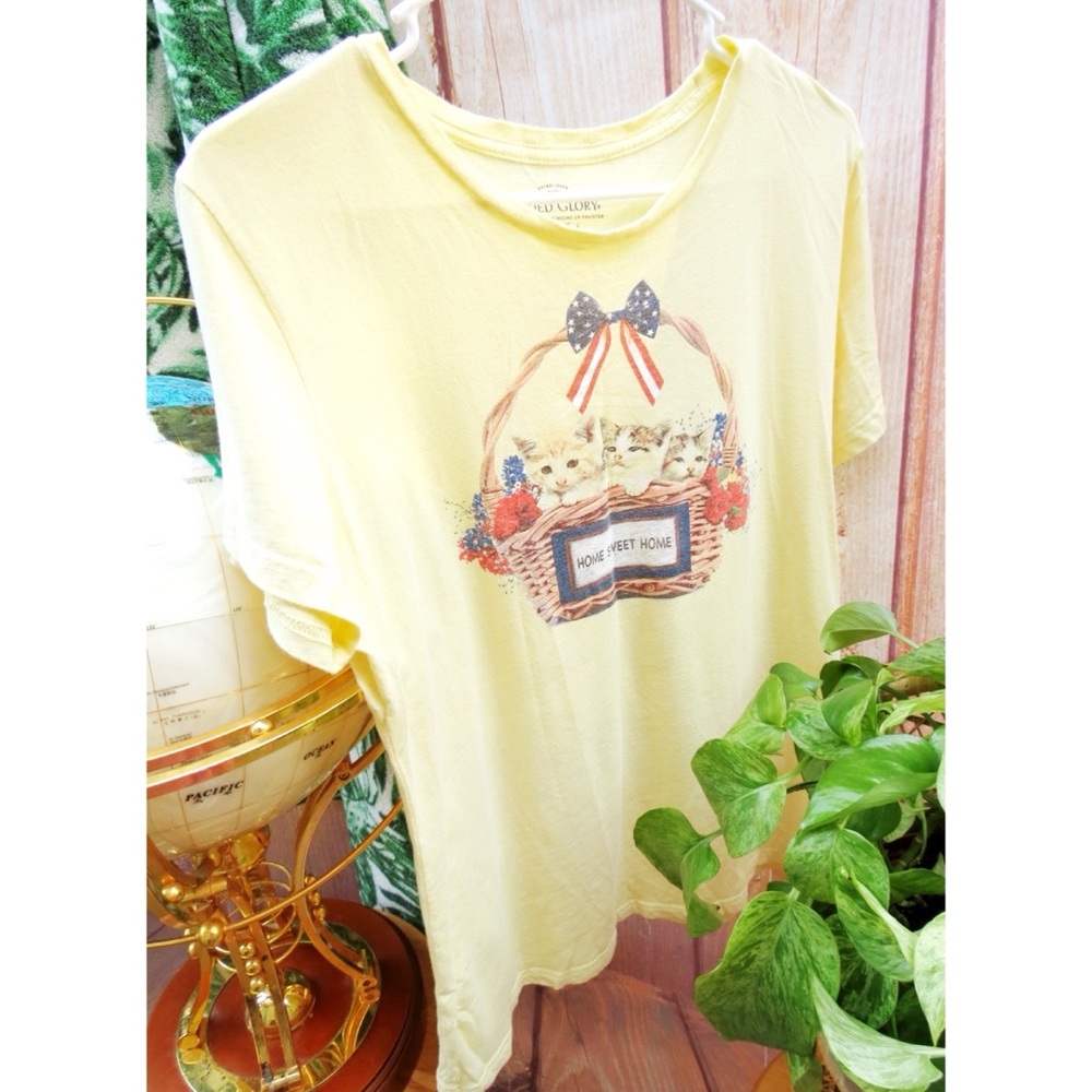 Vintage Y2K Kitty patriotic graphic tee